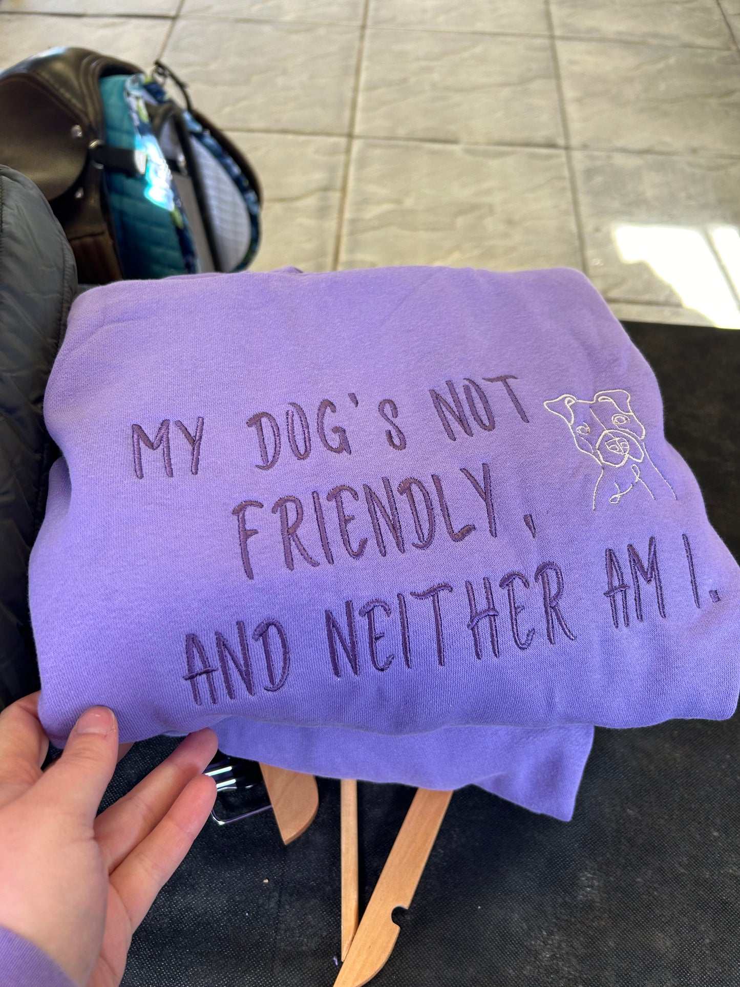 'My dog’s not friendly' Cross Neck Hoodie