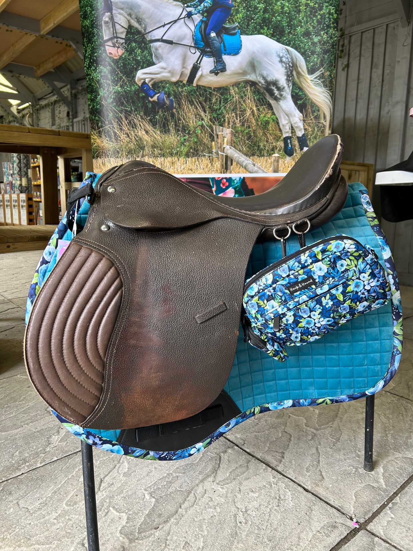 Saddle Bag - Blue Peony