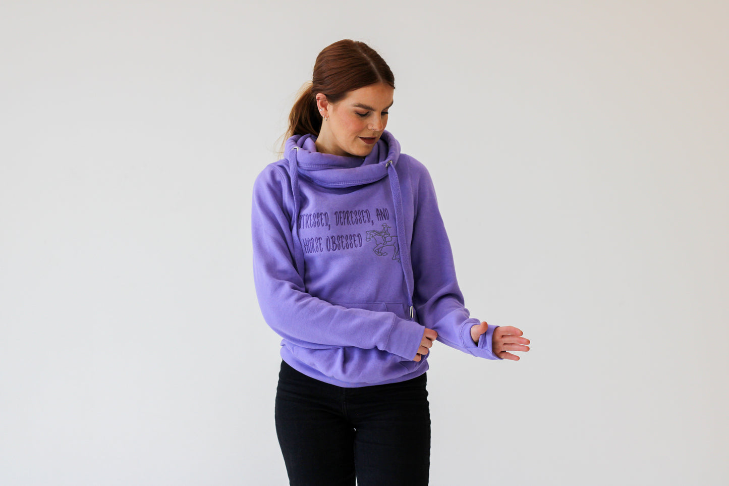 'Horse Obsessed' Cross Neck Hoodie