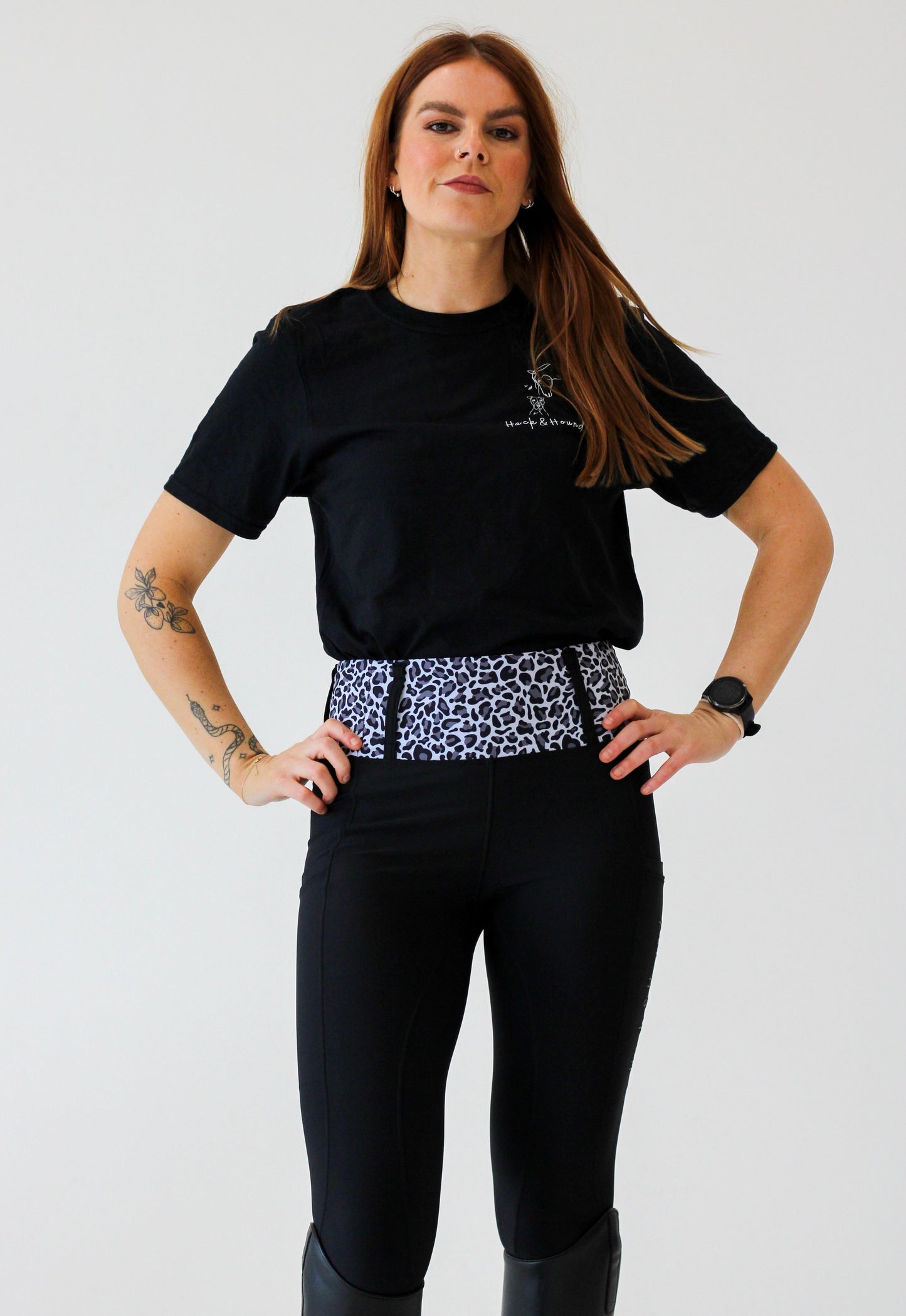 Snow Leopard Riding Leggings - Black