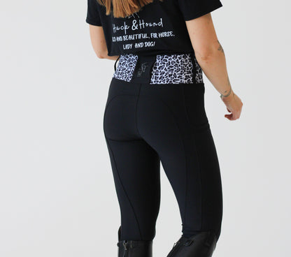 Snow Leopard Riding Leggings - Black