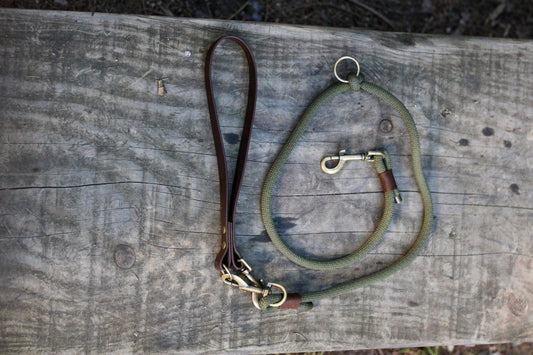 Pathfinder Shorty Rope & Biothane Multi Lead - Military Green