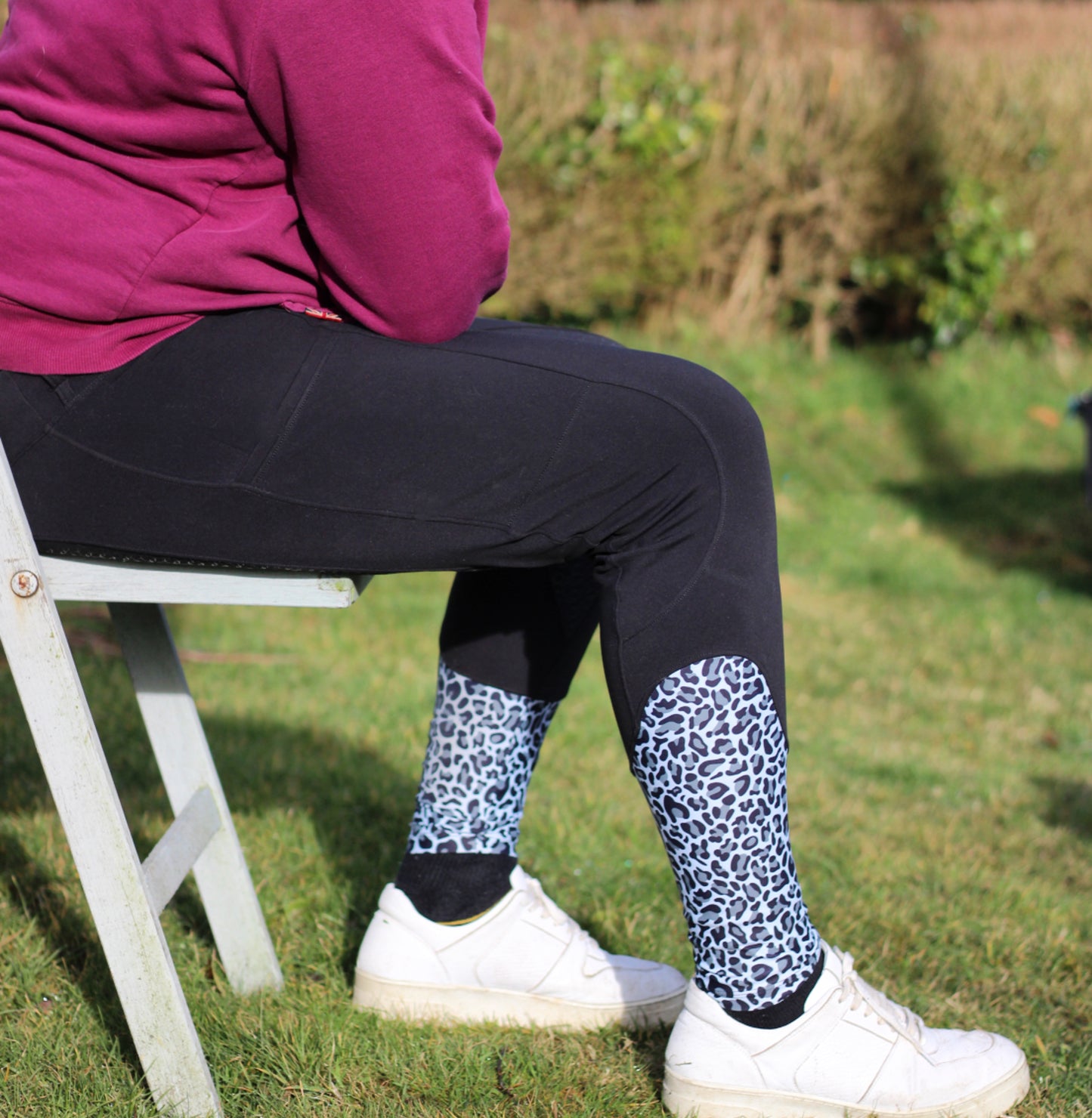 Snow Leopard Riding Leggings - Black