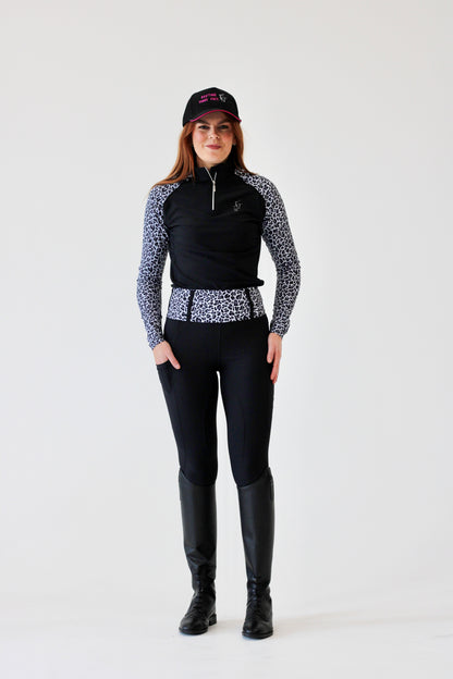 Snow Leopard Riding Leggings - Black