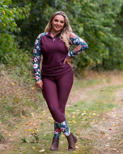 Highland Moo Riding Leggings - Crimson