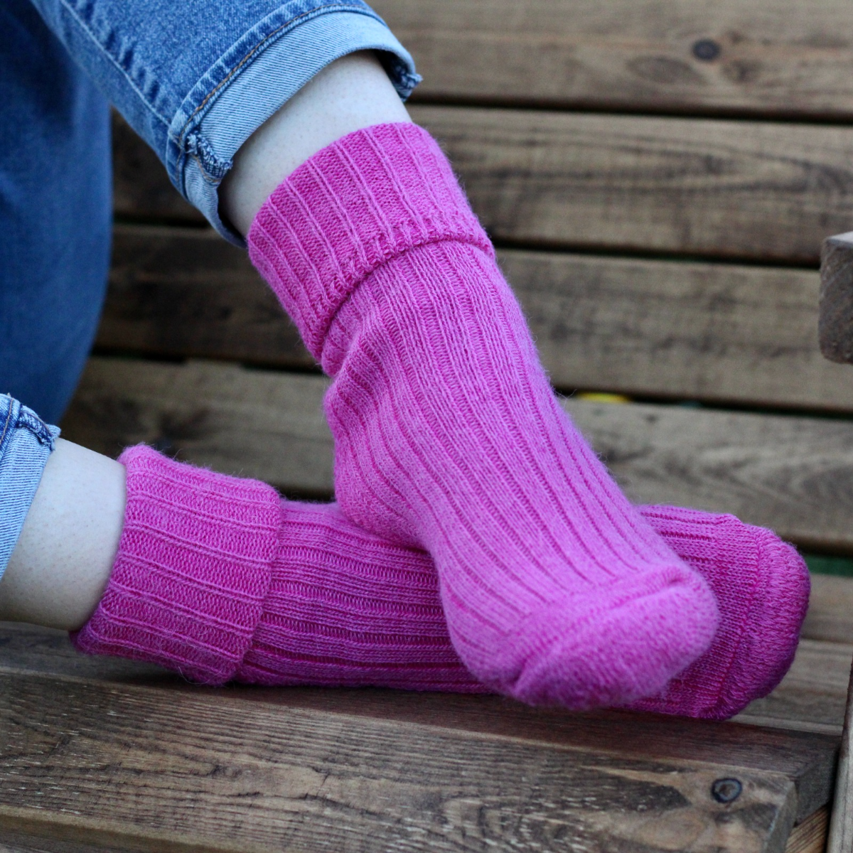 Hot Pink Alpaca Country Walking Socks
